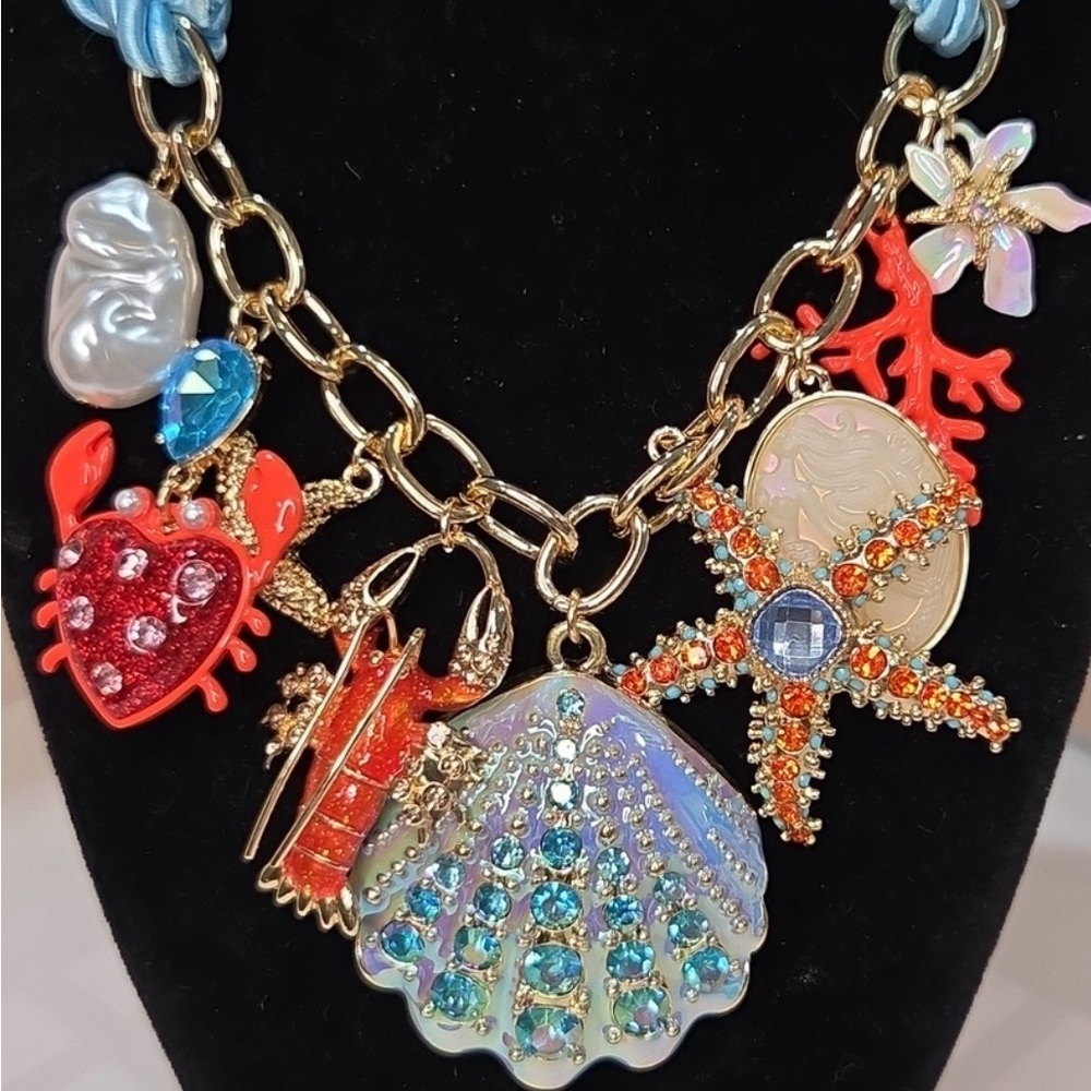 Betsey Johnson Sea Life Charms Rope and Chain Necklace - Picture 4 of 6